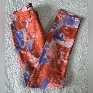 Levi Jeans mid rise 27 Abstract tie dye Soft stretch‎ denim Y2K Edgy Bold